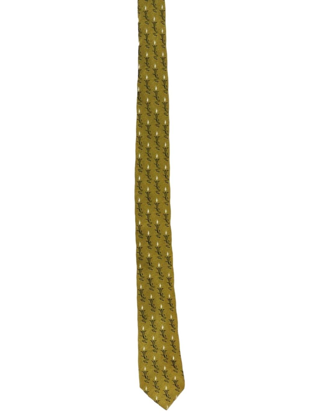 Vintage 60s Beau Brummell Gold Rayon Skinny Tie Candle Flame Motif